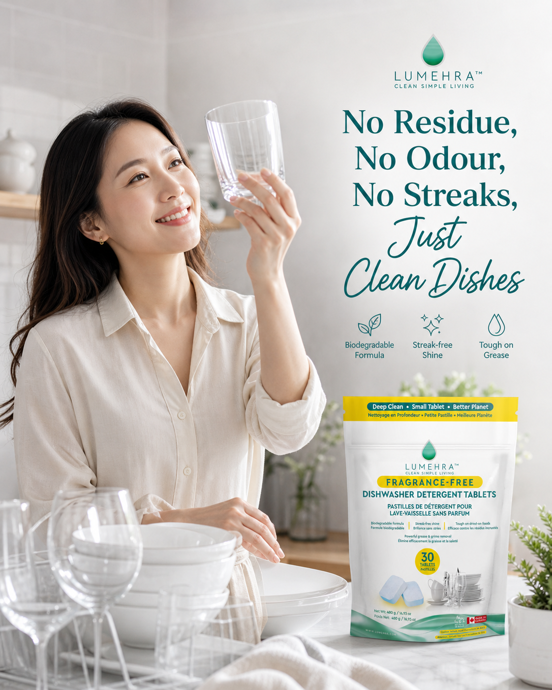 Fragrance-Free Dishwasher Detergent Tablets