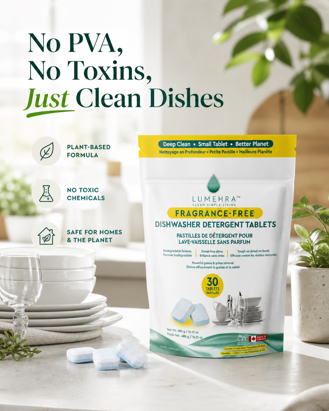 Fragrance-Free Dishwasher Detergent Tablets