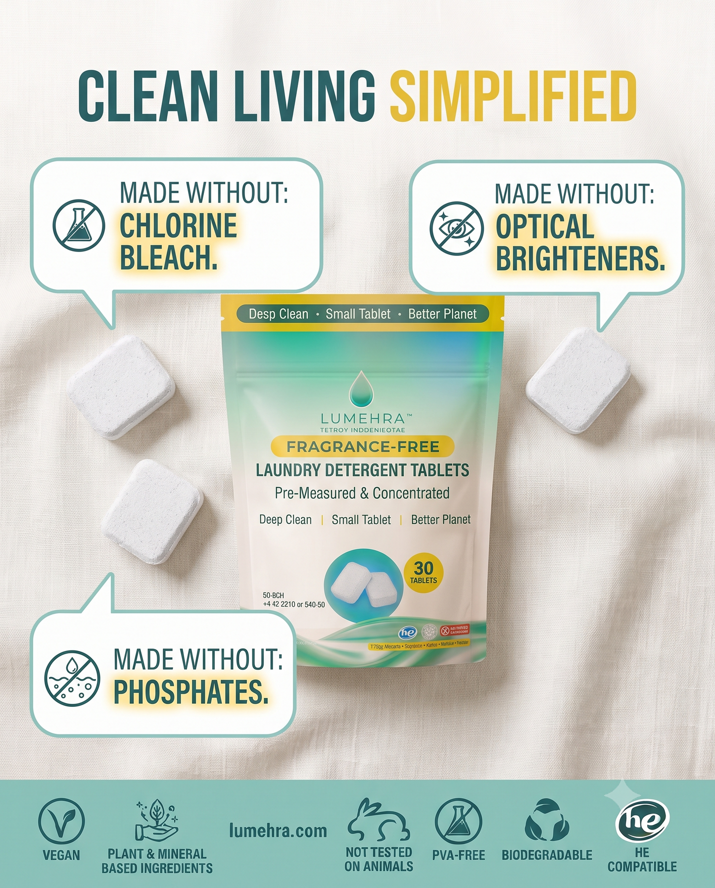 Fragrance-Free Laundry Detergent Tablets 30 Loads
